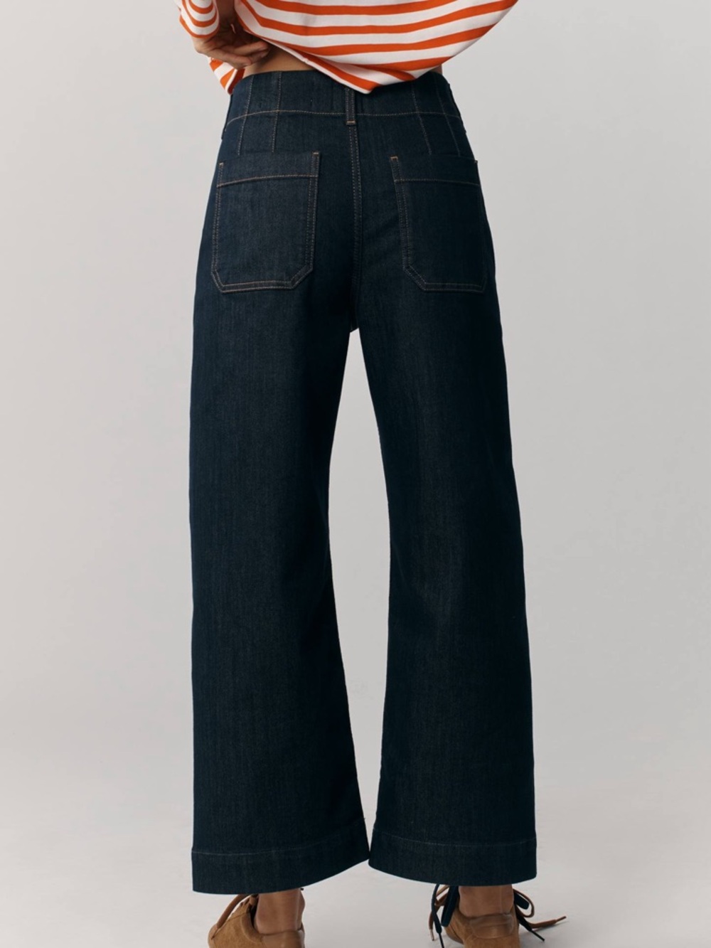 Maeve Anthropologie Colette Wide Leg Cropped Jeans Women 28 Dark Wash - Picture 3 of 11